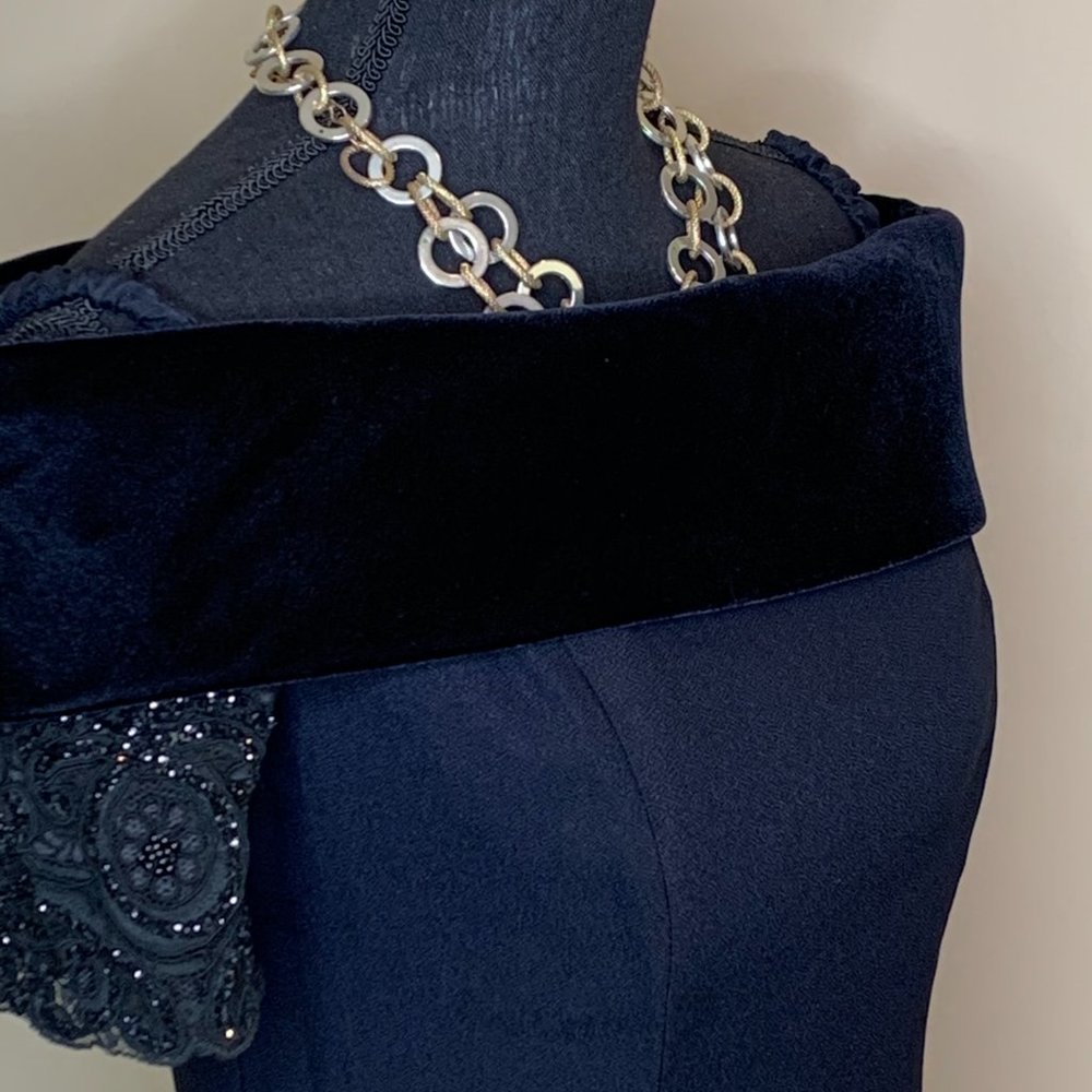 Off the Shoulder Elegant Blue Evening Dress